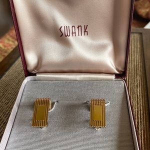 Vintage SWANK marked yellow 1/20 12K gold filled square toggle cuff links